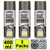 3X Car Pride Alloy Wheel Silver Gloss Spray 400ml Spray Paint